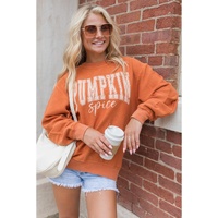 Orange PUMPKIN Spice Graphic Corded Crewneck Sweatshirt - L