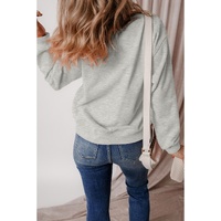 Gray Thanksgiving Pumpkin Season Drop Shoulder Sweatshirt - M