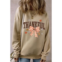 Parchment THANKFUL Leopard Bow Fall Vibe Graphic Sweatshirt - 2XL