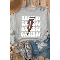 Gray GAME DAY Lightning Rugby Football Print Pullover Sweatshirt - S