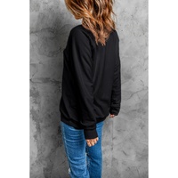 Black Halloween Floral Ghost Print Pullover Graphic Sweatshirt - L