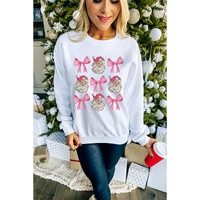 Beige Santa Claus Bowknot Pattern Christmas Sweatshirt - L