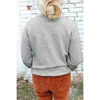 Gray Disco Ball Bowknot Pumpkin Graphic Crewneck Sweatshirt - S