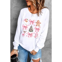 Beige Christmas Theme Pattern Pullover Sweatshirt - S