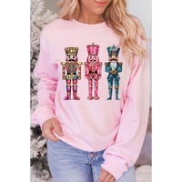 Pink Shimmer Nutcracker Graphic Christmas Pullover Sweatshirt - M