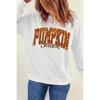 Beige Heat-transfer PUMPKIN Season Printed Crewneck Thanksgiving Sweatshirt - 2XL