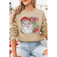 Khaki HOHOHO Santa Claus Drop Shoulder Christmas Sweatshirt - M