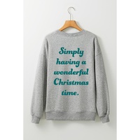 Gray 2-side Printed Christmas Tree Letter Graphic Sweatshirt - S