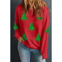 Red Christmas Tree Printed Holiday Fashion Sweatshirt - S