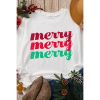 Beige merry merry merry Printed Christmas Sweatshirt - L