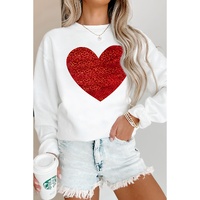 Beige Glitter Valentine Heart Shape Graphic Sweatshirt - 2XL