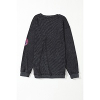 Black Sequined Christmas Elements Corded Baggy Sweatshirt - 2XL