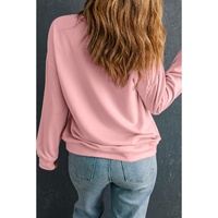 Pink LOVE Graphic Drop Shoulder Valentines Pullover Sweatshirt - XL
