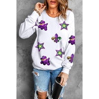 White Sequin Mardi Gras Element Graphic Crewneck Sweatshirt - XL