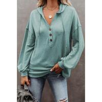Azura Exchange High and Low Hem Hoodie with Buttoned Detail - L