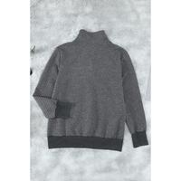 Azura Exchange Quilted Stand Neck Sweatshirt with Fake Front Pocket - L