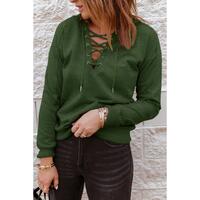 Azura Exchange Solid Color Lace-up Hoodie - L