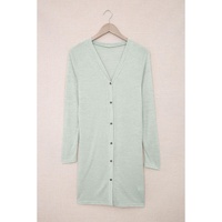 Solid Color Open-Front Buttons Cardigan - M