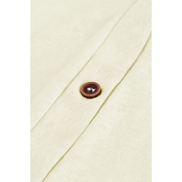 Beige Solid Color Open-Front Buttons Cardigan - 2XL