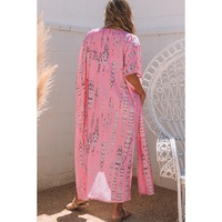 Pink Bohemian Tie Dye Oversize Long Kimono - One Size