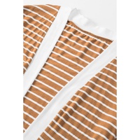 Brown Striped Side Pockets Open Front Cardigan - L