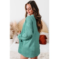 Canton  Solid Textured Open Front Cardigan with Pocket - L