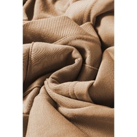 Light French Beige Ribbed Edge Exposed Seam Knit Cardigan with Pockets - L