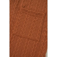 Chestnut Textured Knit Side Pockets Open Front Cardigan - L