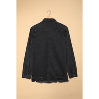 Black Ripped Denim Jacket - 2XL