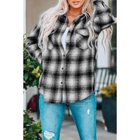 Azura Exchange Plaid Buttons Pocketed Shacket - S