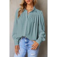 Azura Exchange Button Up Puff Sleeve Blouse - S