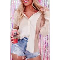 Azura Exchange Buttoned Raw Hem Textured Shirt - M