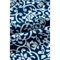 Blue Floral Ric-rac Patchwork Button Loose Fit Shirt - M