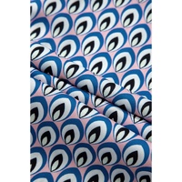Sky Blue Abstract Print Shirred Cuff Buttoned Oversized Shirt - S
