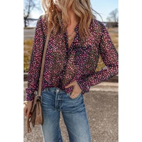 Grape Wine Polka Dot Printed Buttoned Casual Shirt - L
