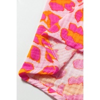 Rose Leopard Printed Button Up Loose Shirt - XL