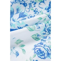 Sky Blue Floral Print Ruffle Sleeve Frilly Button Up Shirt - M