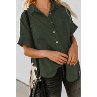 Azura Exchange Denim Shirt with Turn-down Collar - L