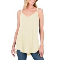 Apricot Spaghetti Strap V-Neck Flowy Tunic Tank Top - XL