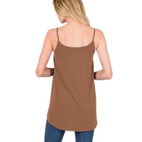 Chestnut Spaghetti Strap V-Neck Flowy Tunic Tank Top - 3XL