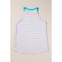 Pink Stripe Round Neck Tank Top - L