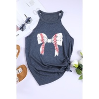 Blue Baseball Bow Knot Print Slim Fit Crewneck Tank Top - 2XL