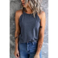 Azura Exchange Blue Solid Color Crew Neck Tank Top - 2XL