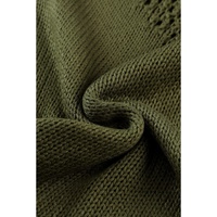 Green Tasseled Crochet Hollow-out Knit Tank - S