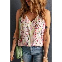 Multicolor Floral Print Spaghetti Straps Tank Top - XL