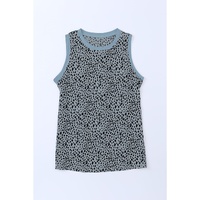 Azura Exchange Gray Leopard Print Round Neck Tank Top - 2XL