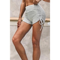 Gray Butt Lifting High Waist Yoga Shorts - M
