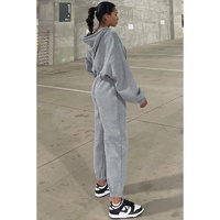 Gray Solid Drop Shoulder Hoodie and Joggers Activewear Set - M