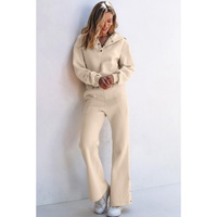 Parchment Solid Color Hoodie and High Waist Pants Two Piece Activewear - 2XL