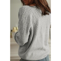 Hollow Out Buttoned Knit Cardigan - L